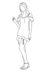 kpop girl band image line art illustration eps.10