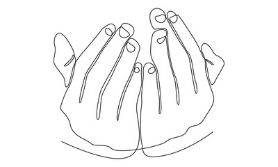 continuous line of prayer hands - obrazy, fototapety, plakaty
