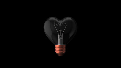Heart shaped light bulb valentine concept