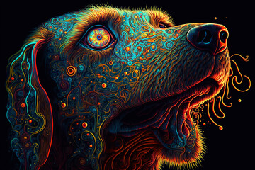 colorful dog face. Generative AI