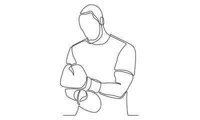 continuous line of young man boxer