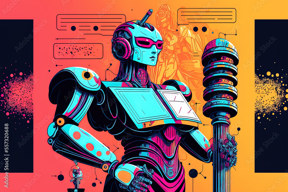 Aufkleber illustration of an abstract notion for artificial intelligence rules. generative ai