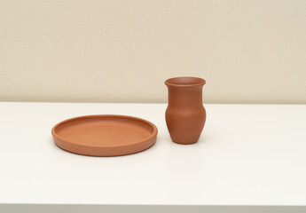 Ceramics, a ceramic product made with their own hands on a potter's wheel.