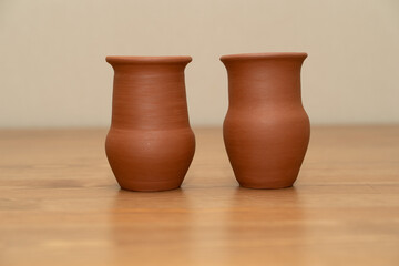 Ceramics, a ceramic product made with their own hands on a potter's wheel.