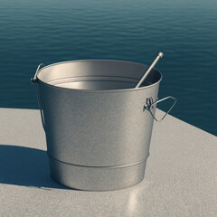 beautiful bucket, made of metal, ai