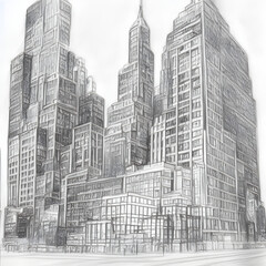 Cultural attractions New York City United States pencil sketch 