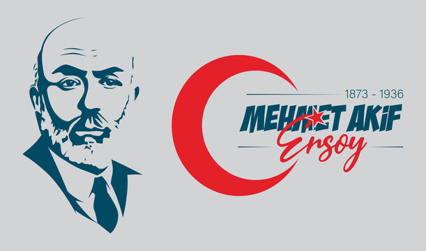 Mehmet Akif Ersoy Turkish poet, author, academic and member of parliament. Vector 