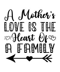 A Mother's Love Is The Heart Of A Family SVG Designs