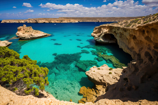 Malta's Comino Island. Generative AI