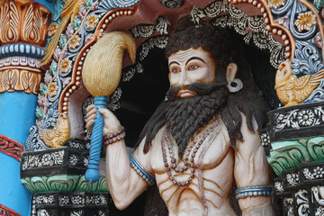 Three-legged sage, devotee of Shiva, Rishi Bhringi with chamara. Portrait.