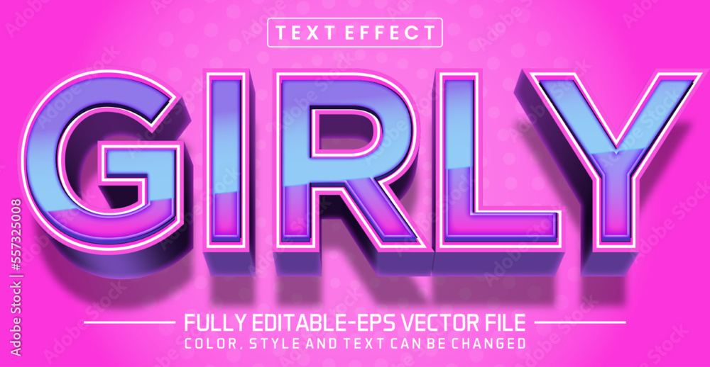 Poster editable girly text style effect - text style concept