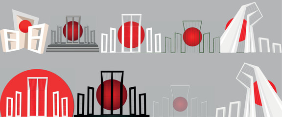 21 February international mother language day shahid minar set vector illustration
