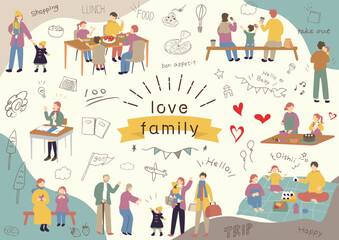 家族　イラスト素材集