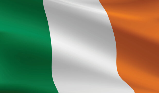 Ireland flag background.Waving Irish flag vector