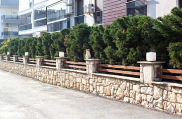Sunny street textured short wall with night light and cat instead lamp 