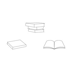 Book Icons Set, Book Icons Set on Isolated White Background. Perfect for coloring book, textiles, icon, web, painting, books, t-shirt print.