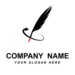 feather logo vector with slogan template