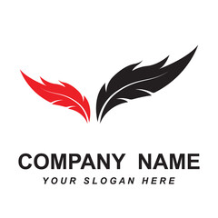 feather logo vector with slogan template