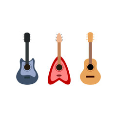 Electric guitars set. flat style vector illustration. guitar vector isolated on white background. Perfect for coloring book, textiles, icon, web, painting, books, t-shirt print.