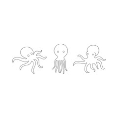 octopuses sea animals, underwater ocean creatures isolated on white background. Perfect for coloring book, textiles, icon, web, painting, books, t-shirt print.