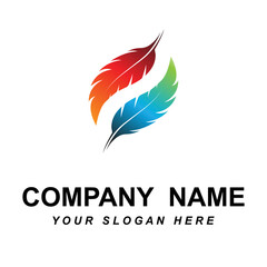 feather logo vector with slogan template