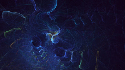 3D rendering abstract multicolor fractal light background