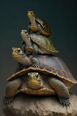 Obraz na płótnie Canvas one tall stack of turtles
