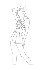 illustration of a female kpop idol posing elegantly on stage while singing image eps.10