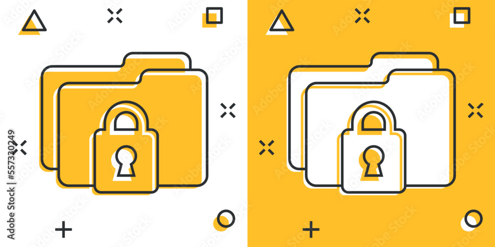 Aufkleber files folder permission icon in comic style. document access cartoon vector illustration on isolated