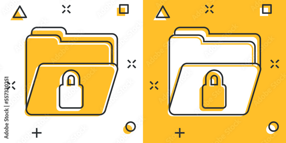 Aufkleber files folder permission icon in comic style. document access cartoon vector illustration on isolated
