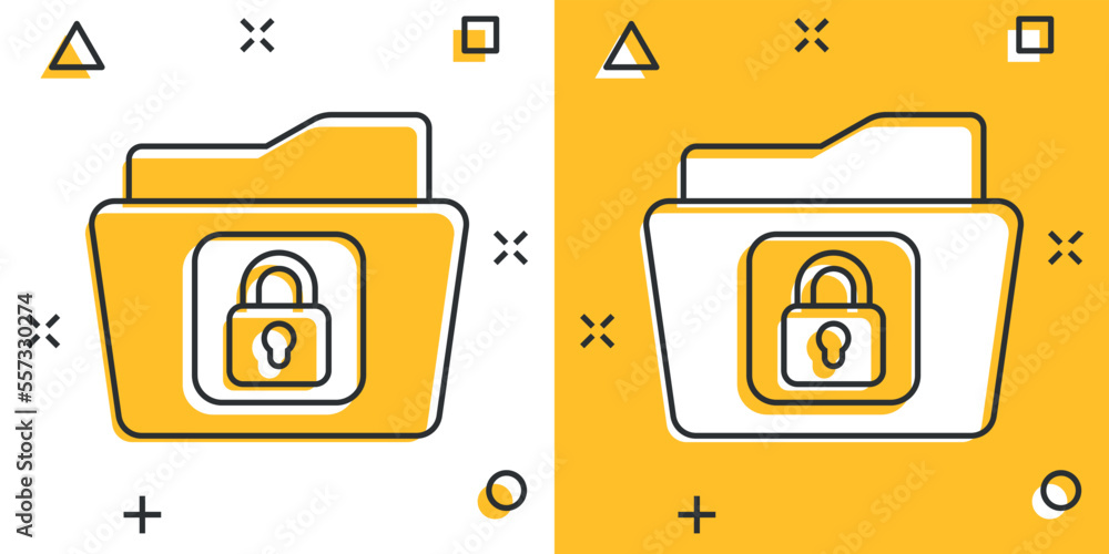 Aufkleber files folder permission icon in comic style. document access cartoon vector illustration on isolated