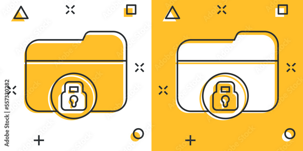 Aufkleber files folder permission icon in comic style. document access cartoon vector illustration on isolated