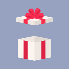 Colorful blank gift box in flat design for using as banner