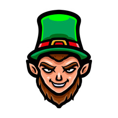 Leprechaun head logo mascot design - 557333617