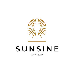 Icon logo and symbol, sun, window design template, geometric abstract design element for decoration.