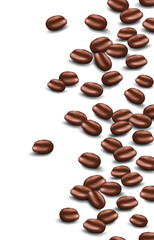 Coffee beans realistic vector icons isolated on white background. Seamless vertical pattern