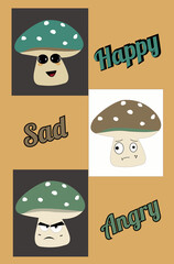 set of cartoon mushrooms