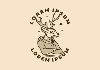 Illustration design of deer wearing a hoodie