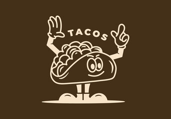Obraz premium Illustration design of taco mascot with hands and feet
