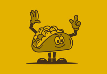 Fototapeta premium Illustration design of taco mascot with hands and feet