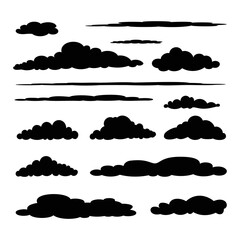 silhouettes of clouds vector design collection of various cloud shapes