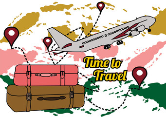 travel background with airplane