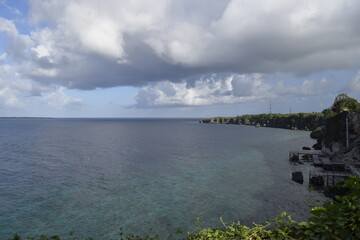 rocks on the edge of the sea, the tourist area of ​​​​Tanjung Bira Indonesia.  asia travel