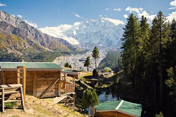 Photo sur Plexiglas Nanga Parbat Beautiful autumn view of Nanga Parbat mountain, picture taken on the way to Nanga Parbat Base Camp, Pakistan