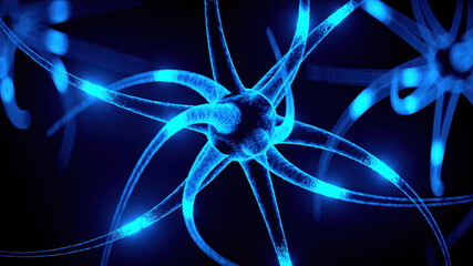 3d rendering of medically accurate illustration of a nerve cell - obrazy, fototapety, plakaty