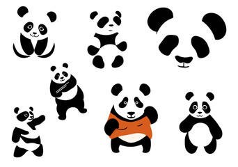 Vector Panda Illustration Set, panda vector set, panda illustrations