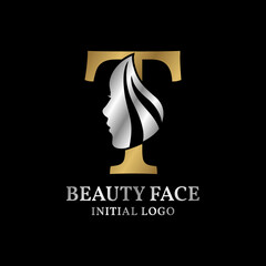 letter T beauty face initial vector logo design element