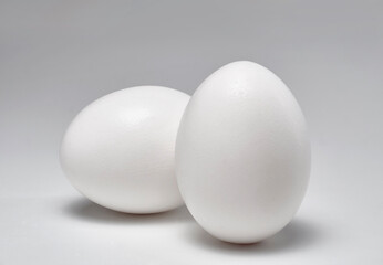 Two large white shell eggs