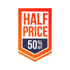 Half Price 50% Off Shopping Label