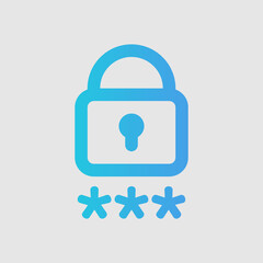 Password icon in gradient style about user interface, use for website mobile app presentation